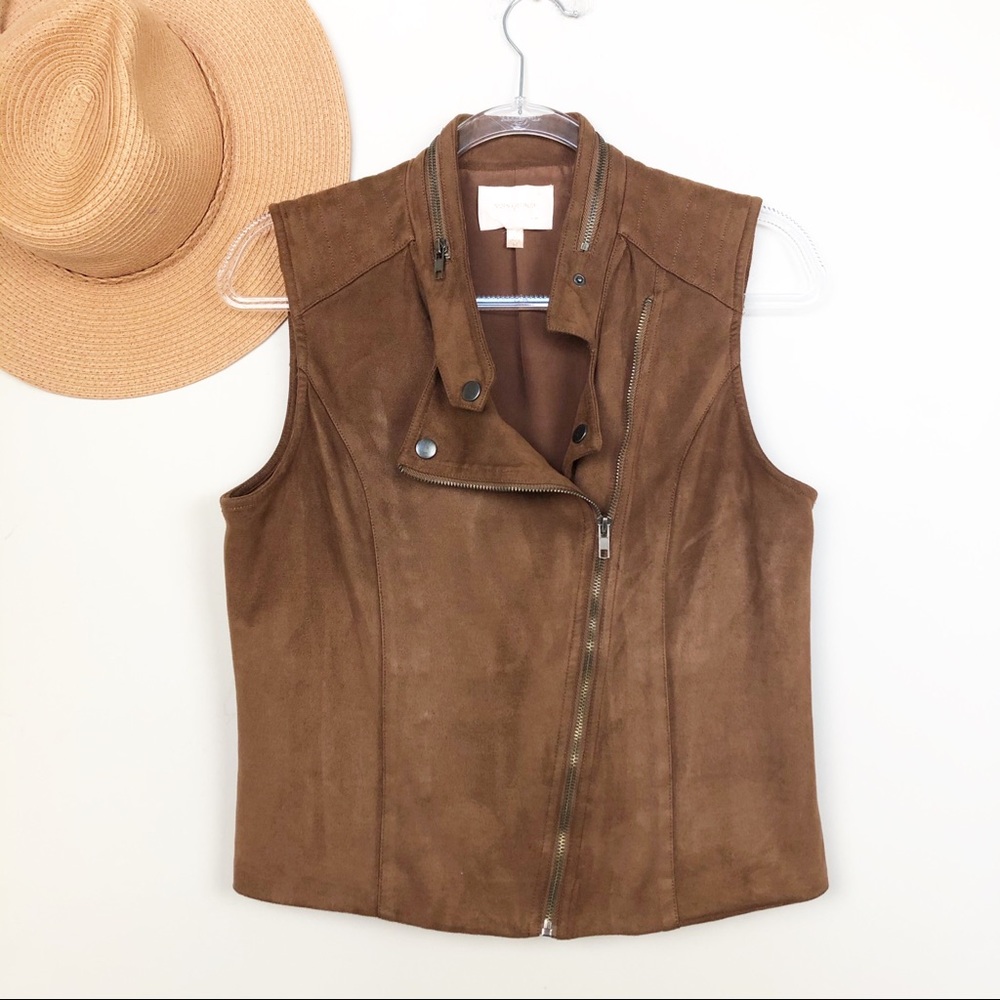 Women's Skies are Blue Faux Suede Moto Style Vest